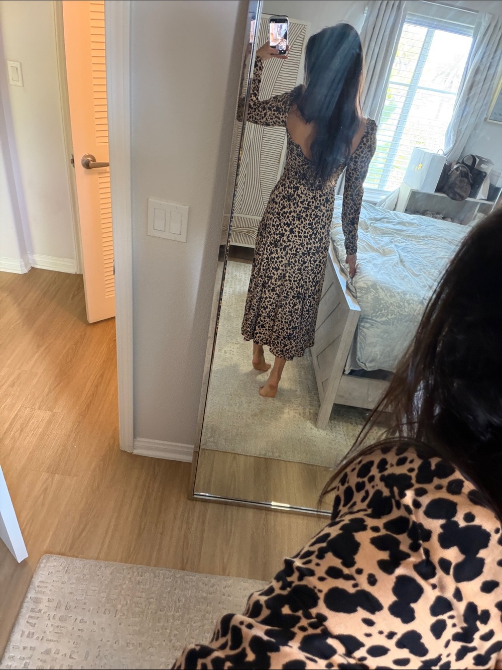 Reformation Leopard Long Sleeve Dress - Picture 2 of 4
